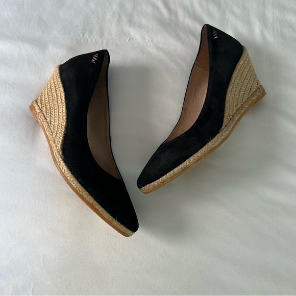 Viscata Limited Edition Black Suede Roses V Cut Espadrille Wedges - Picture 4 of 7